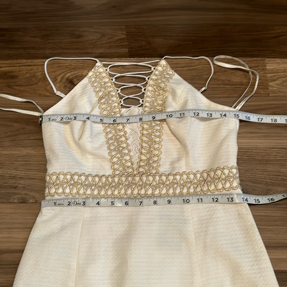 Lilly Pulitzer Trista Resort White Gold Lined Shift Sheath Dress 6 Zip Up NWT - Picture 16 of 17